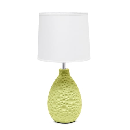 Simple Designs Textured Stucco Ceramic Oval Table Lamp