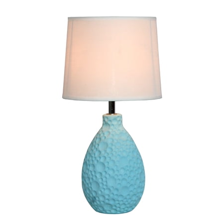 Simple Designs Textured Stucco Ceramic Oval Table Lamp
