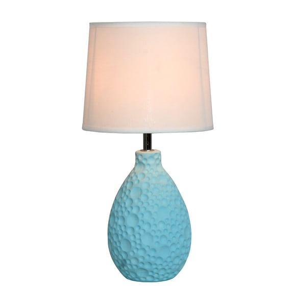 Simple Designs Textured Stucco Ceramic Oval Table Lamp