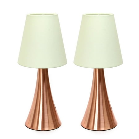 Simple Designs - Valencia 2 Pack Mini Touch Table Lamp Set with Fabric Shades