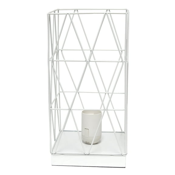 Simple Designs White Geometric Square Metal Table Lamp