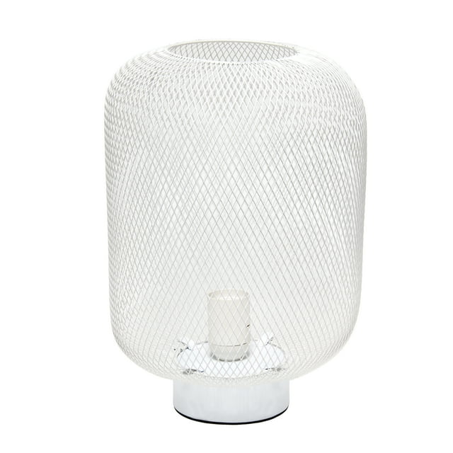 Simple Designs White Metal Mesh Industrial Table Lamp