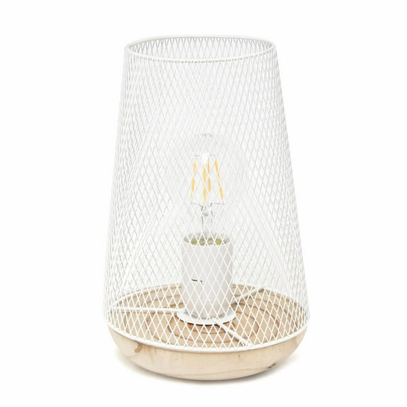 Simple Designs White Wired Mesh Uplight Table Lamp
