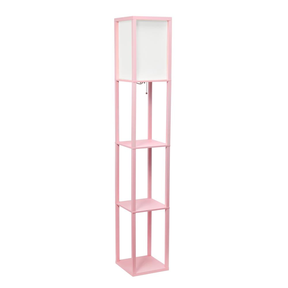 Elegant Light Pink Floor Lamp with Integrated Shelving