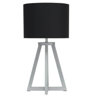 Simple Designs Wood Interlocked Triangle Table Lamp in Gray with Black Shade