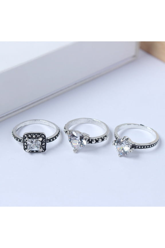 Simple Diamond Ring Set, Fashion Retro Love