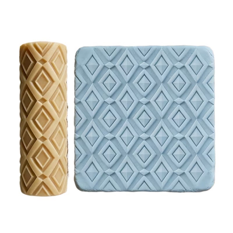 Simple Diamond Textured Embossed Polymer Clay Roller - A must-have tool for ceramic sculptures