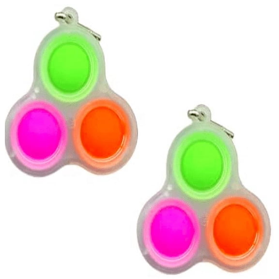 Simple Dimple Fidget Toy Mini Keychain Early Education Brain Teaser Popping Fidget Toys Stress Relief Hand Toys for Kids Adults 2pcs (Luminous)