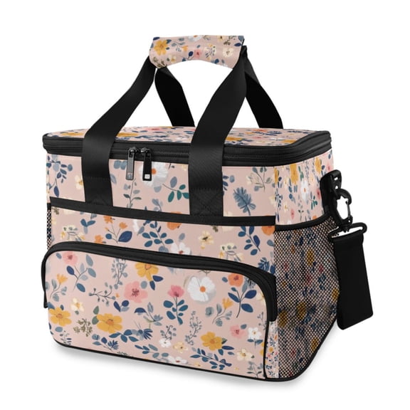 Simple Diverse Flowers Insulated Lunch Bag 15L Cooler Box for Women Men Work Camping Beach Travel