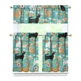 thumbnail image 1 of Simple Dog Print Kitchen Curtains - Set of 3 Semi-Sheer Rod Pocket Panels, 1 of 5