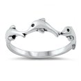 thumbnail image 1 of Simple Dolphin Family Animal Ring .925 Sterling Silver Band Jewelry Female Male Unisex Size 10, 1 of 4