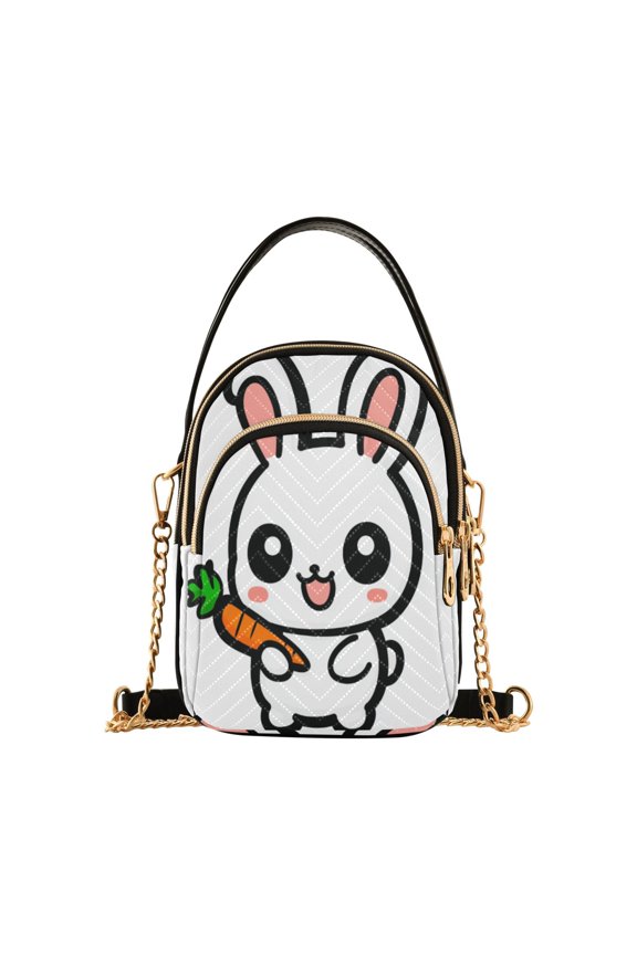 Simple Doodle Rabbit Women's Crossbody Handbags Leather Crossbody Bags Fanny Pack Chest Bag for Travel