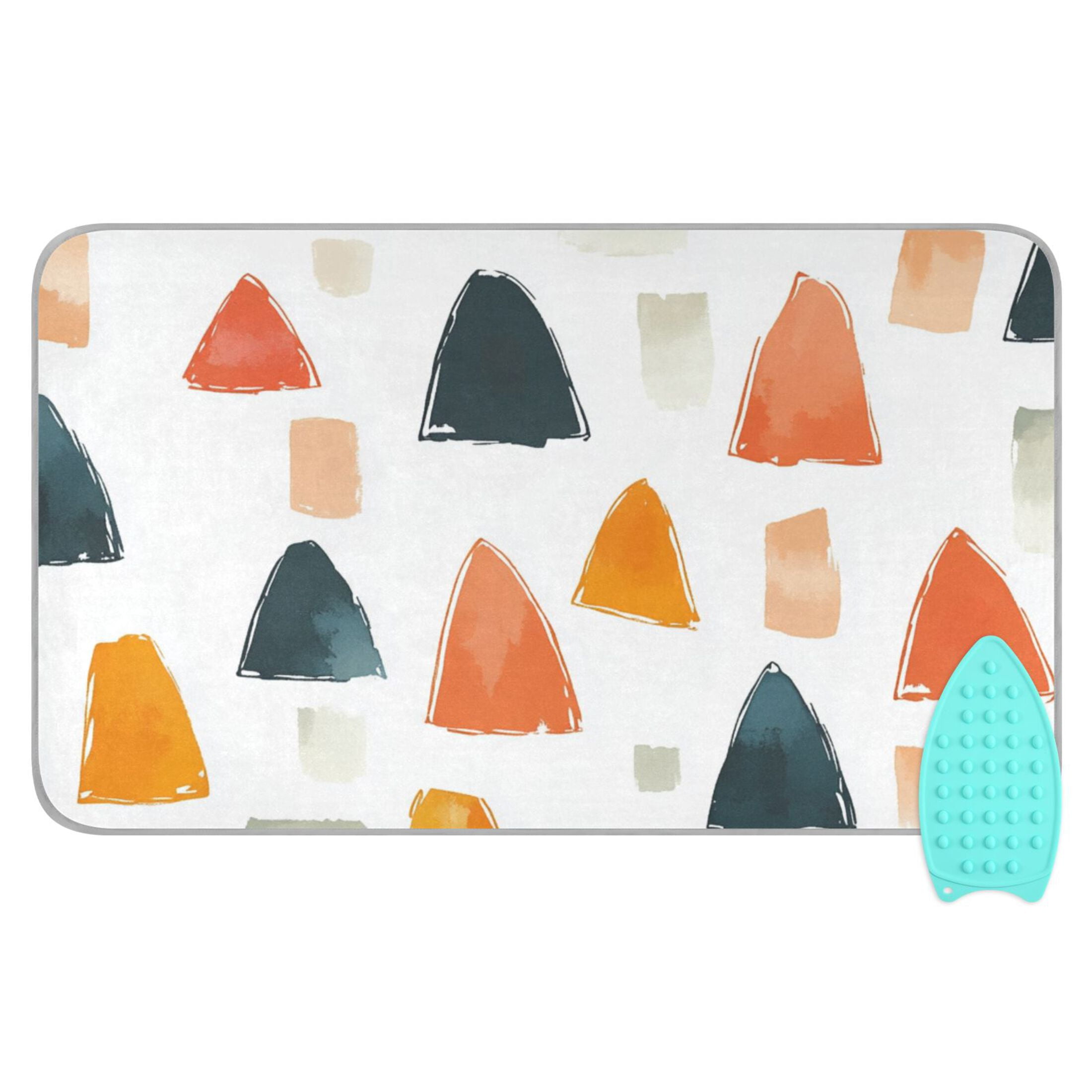 Simple Doodle Triangle Ironing Mat Blanket for Table Top Travel Portable Ironing Board Pad 47.2x27.6 Inch