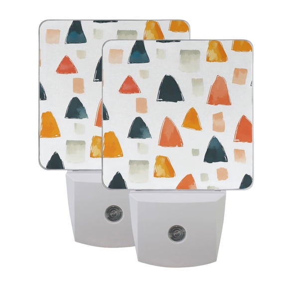 Simple Doodle Triangle LED Night Light with Smart Sensor Plug Into Wall Dusk to Dawn 2 packs