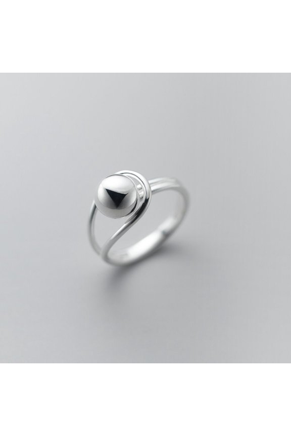 Simple Double Line Ball Ring Women