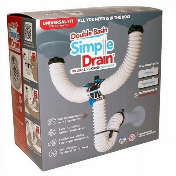 Simple Drain Double Basin Self-Plunging Sink Drain Trap Repair Kit 3EA-1Q2-ZC0
