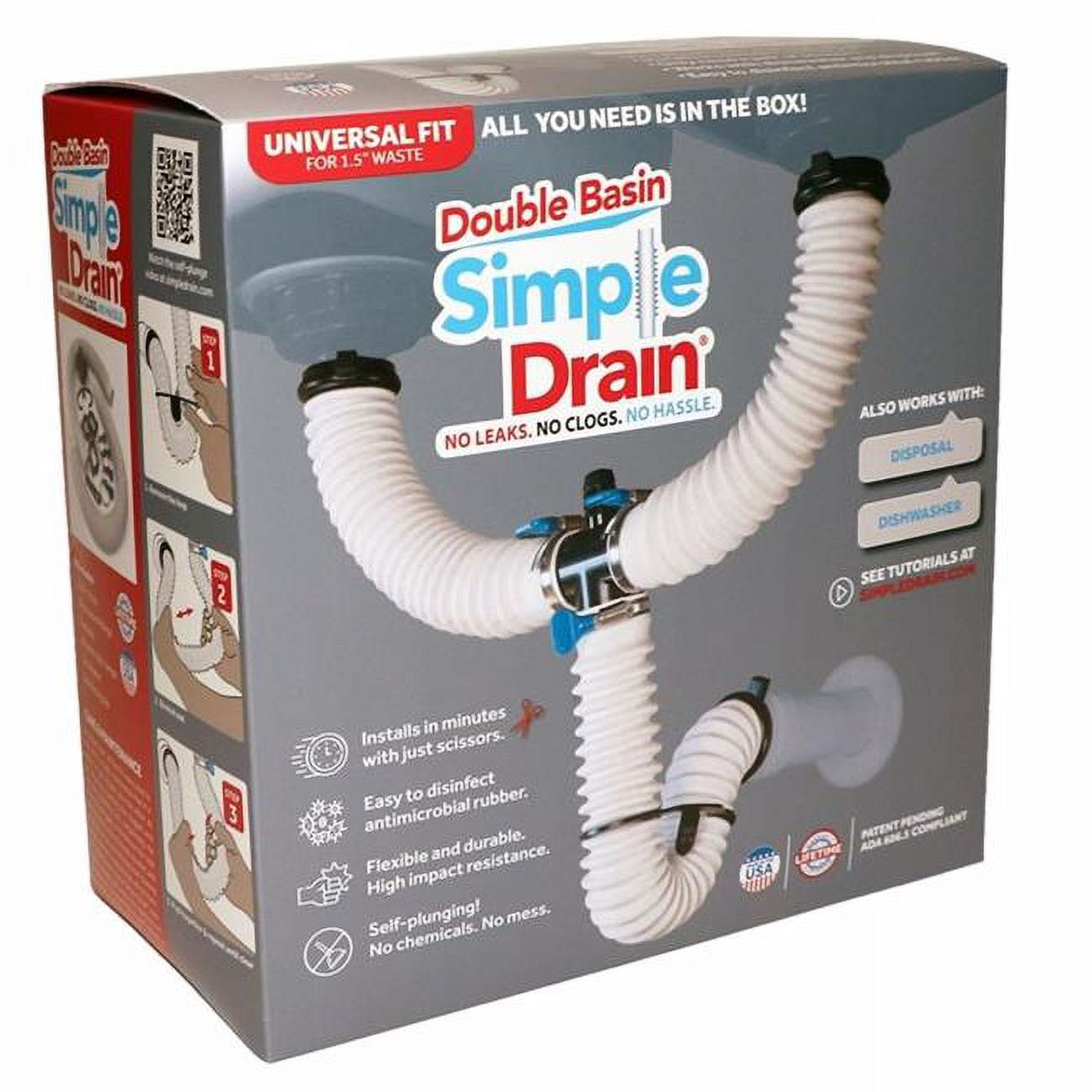 Simple Drain 4000808 1.5 in. Brass & Rubber Drainage Utility Assembly