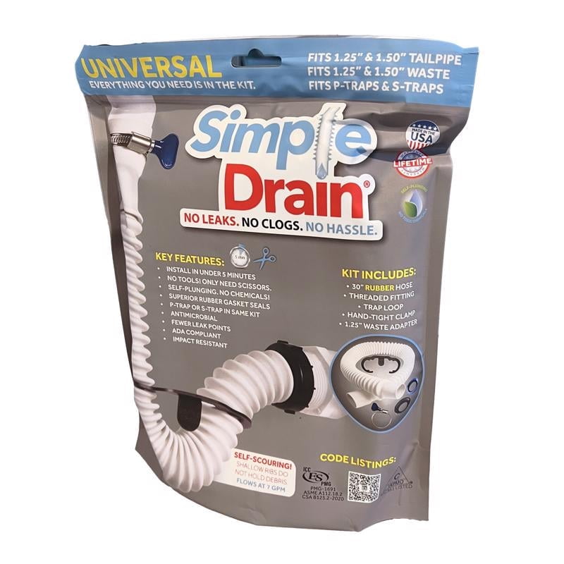 Simple Drain Self-Plunging Sink Drain Universal Trap Repair Kit 3EA-1V2-TC0