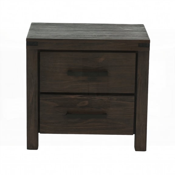 Simple Drawers Bed Side Table - Solidwood in Espresso Color and with Bar Handle
