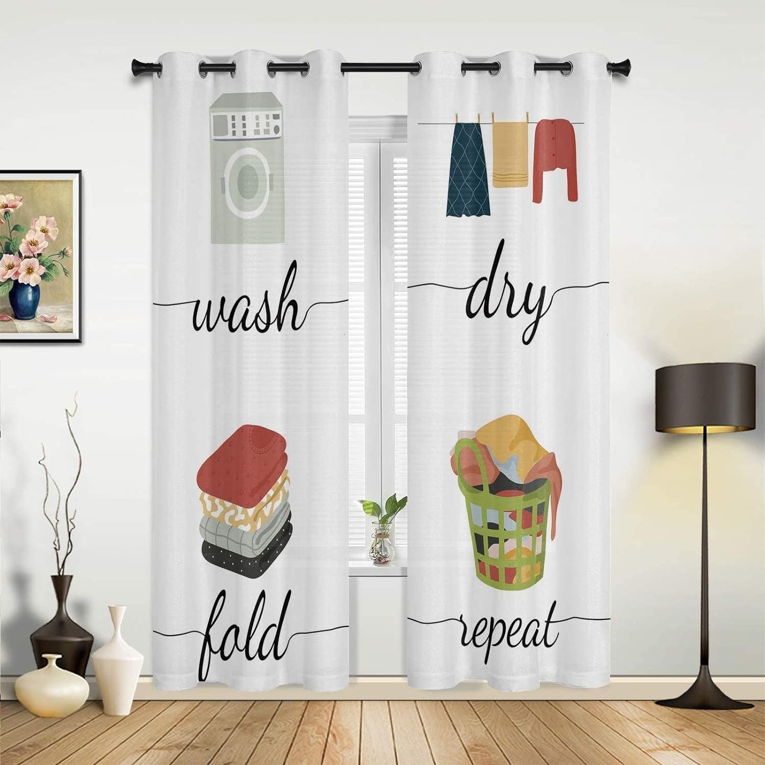 Simple Drawn Dry Cleaning Folding Blackout Curtains,Laundry Room 3D 2