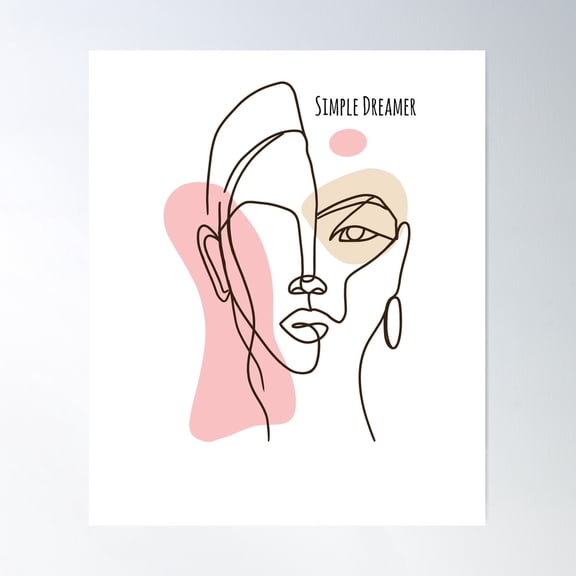 Simple Dreamer : Abstract Face Line Art Gift Idea Poster Wall Art, Modern Wall Decor For Living Room Bedroom, 16x24 UNFRAMED