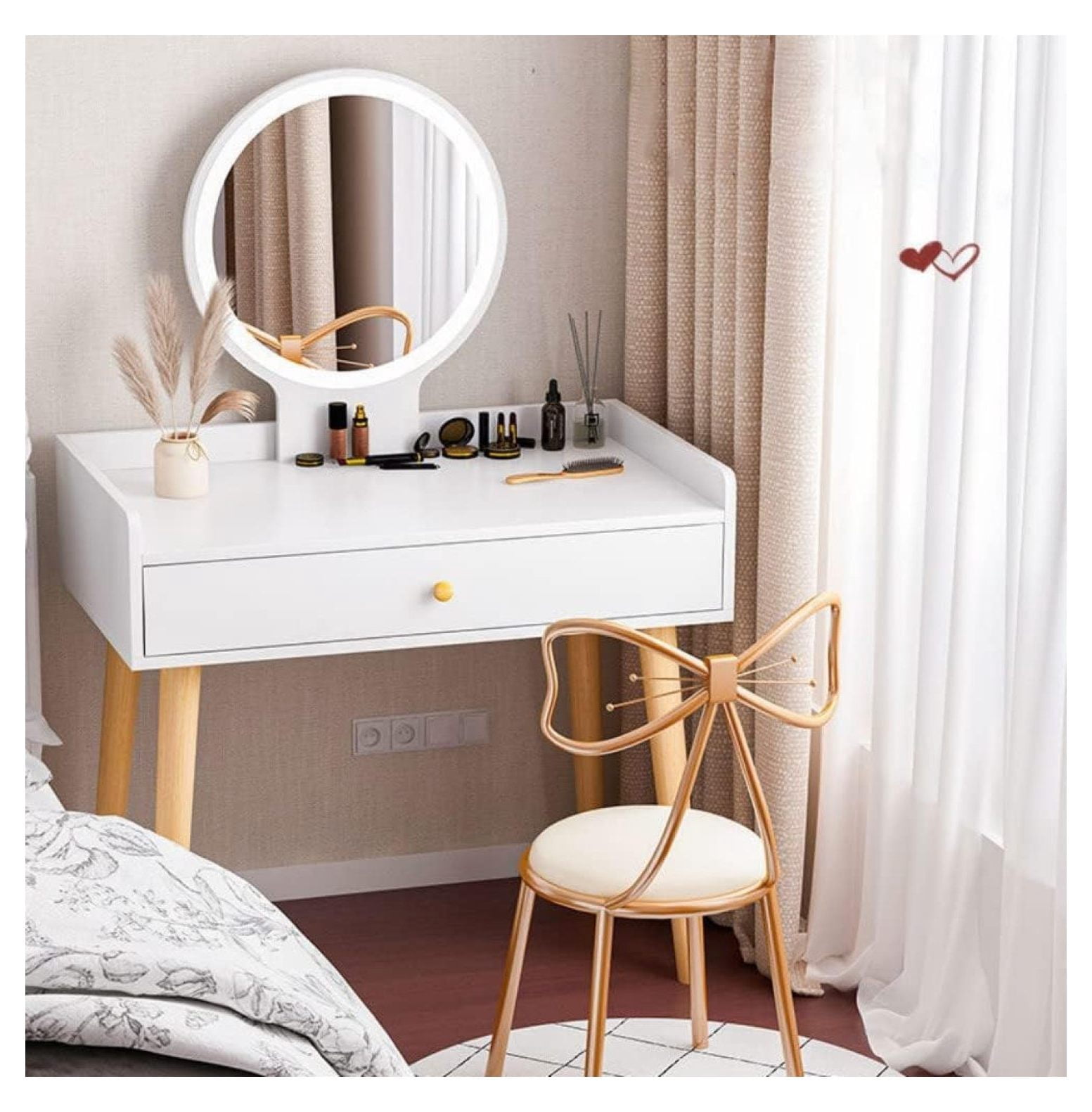 Simple Dressing Table with Mirror and Drawers Bedroom Vanity Table