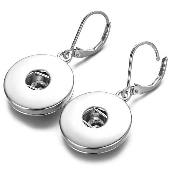 Snap Jewelry Simple Earrings, Silver, Fits 18MM 20MM Ginger Charm Buttons