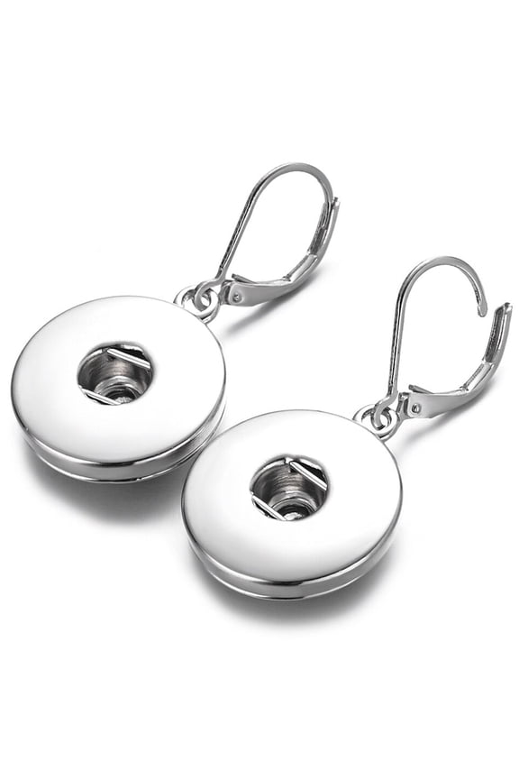Snap Jewelry Simple Earrings, Silver, Fits 18MM 20MM Ginger Charm Buttons
