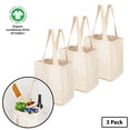 thumbnail image 1 of Simple Ecology Deluxe Organic Cotton Canvas Reusable Grocery Shopping Tote Bag with Bottle Sleeves - Natural 3 Pack, 1 of 6