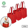 thumbnail image 1 of Simple Ecology Deluxe Organic Cotton Canvas Reusable Grocery Shopping Tote Bag with Bottle Sleeves - Red 3 Pack, 1 of 6