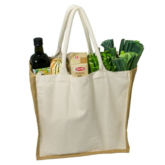 Simple Ecology Organic Canvas & Jute Tote, Jar, & Grocery Shopping Bag - XL Tote
