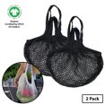 thumbnail image 1 of Simple Ecology Organic Cotton Heavy Duty Double Handle Reusable Market, Beach, Grocery Shopping String Tote Bag - Black 2 Pack, 1 of 6