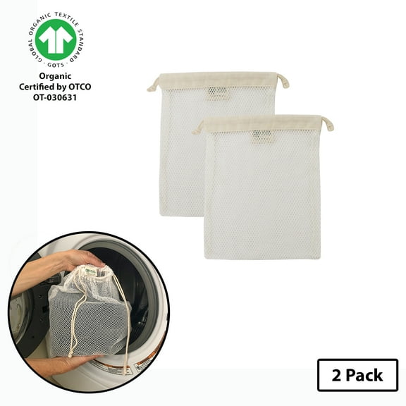 Simple Ecology Organic Cotton Mesh Laundry, Washer and Dryer Bags - Small 2 Pack