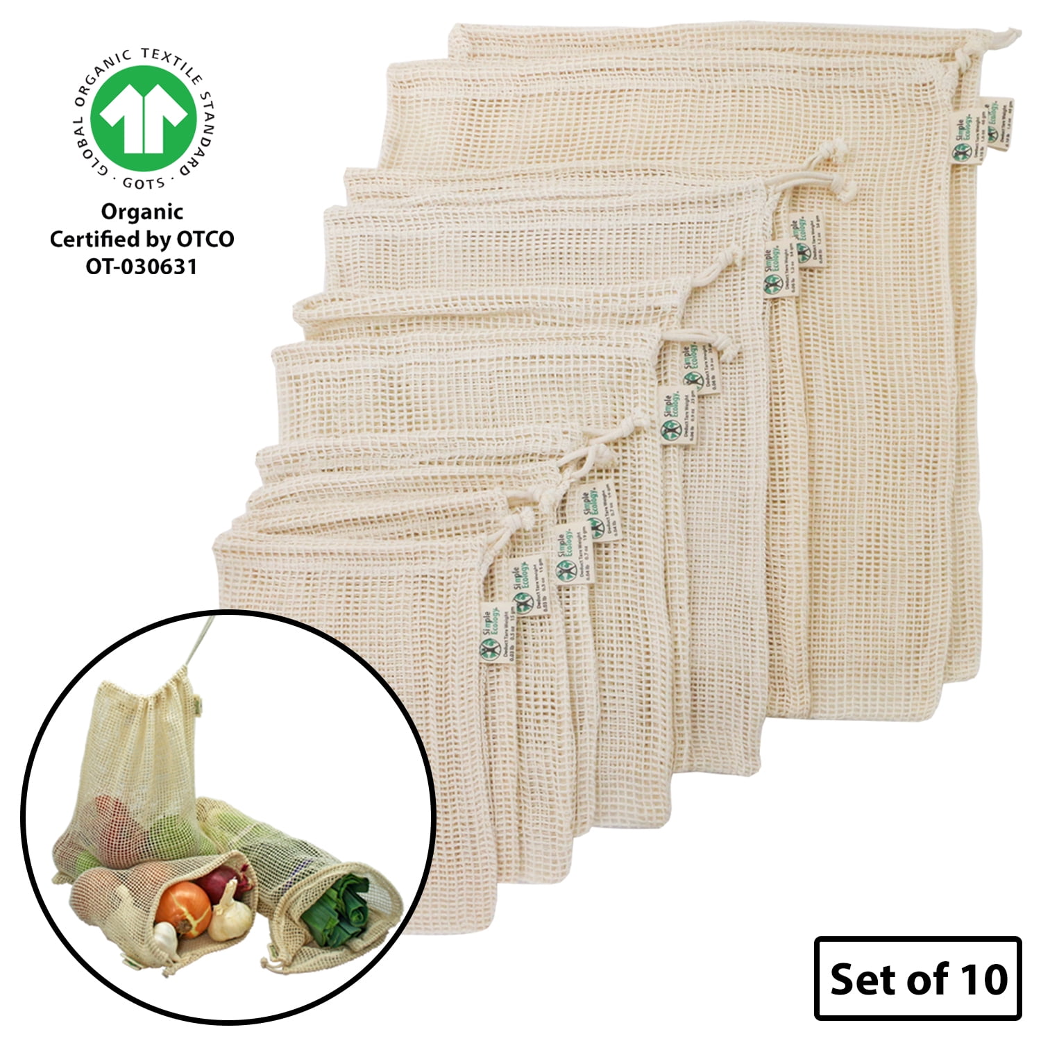 Simple Ecology Organic Cotton Mesh Reusable Grocery Shopping