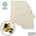 thumbnail image 1 of Simple Ecology Organic Cotton Muslin Reusable Grocery Shopping Produce Bags - Set of 6 (2 ea. L, M, S), 1 of 8
