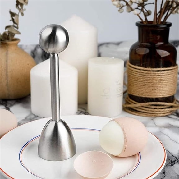 Simple Egg Topper Opener - Stainless Steel Egg Cutter & Shell Remover for Soft and Hard Boiled Eggs, Portable Egg Slicer for Kitchen, Dining Room, Bar Breakfast Prep