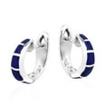 thumbnail image 1 of Simple Elegance Blue Lapis Inlay Sterling Silver Hoop Huggie Earrings, 1 of 5