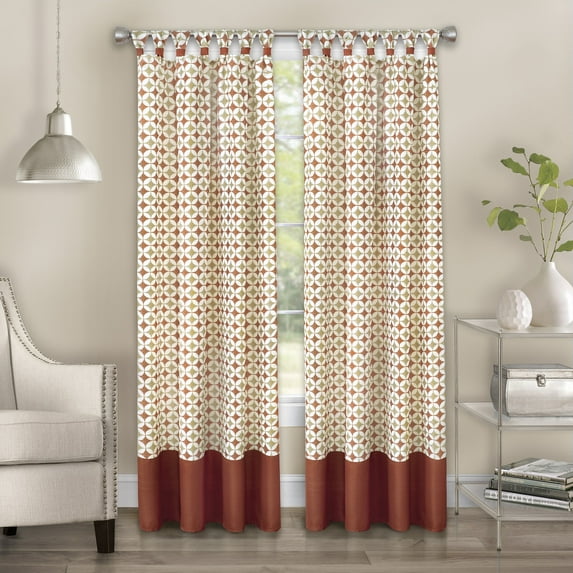 Simple Elegance Hampton Cuff Tab Top Window Curtain Panel - 52x84 - Spice/Tan