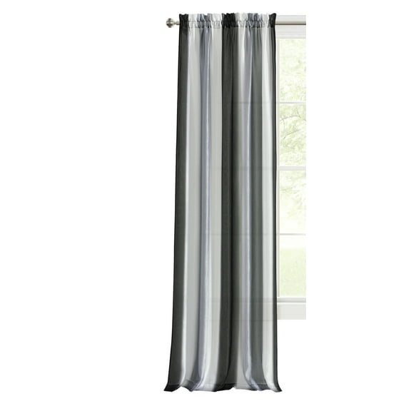 Simple Elegance Spectrum Rod Pocket Window Curtain Panel - 50x63 - Black/Silver