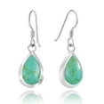 thumbnail image 1 of Simple Elegance Sterling Silver Teardrop Green Turquoise Inlay Dangle Earrings, 1 of 6