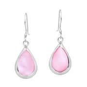 AERAVIDA Simple Elegance Sterling Silver Teardrop Pink Shell Inlay Dangle Earrings