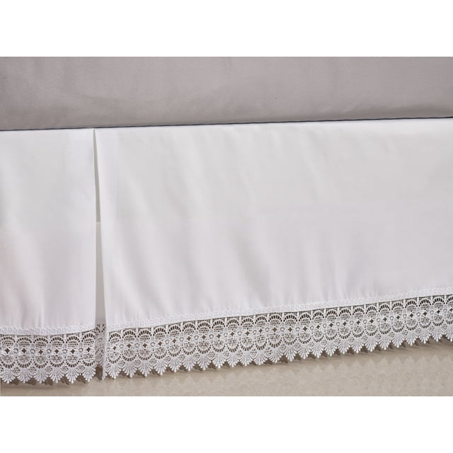 Simple Elegance by Ben&Jonah 1500 Series Queen Size Eyelet Lace Solid Platform Bed Skirt with 14" Drop - White