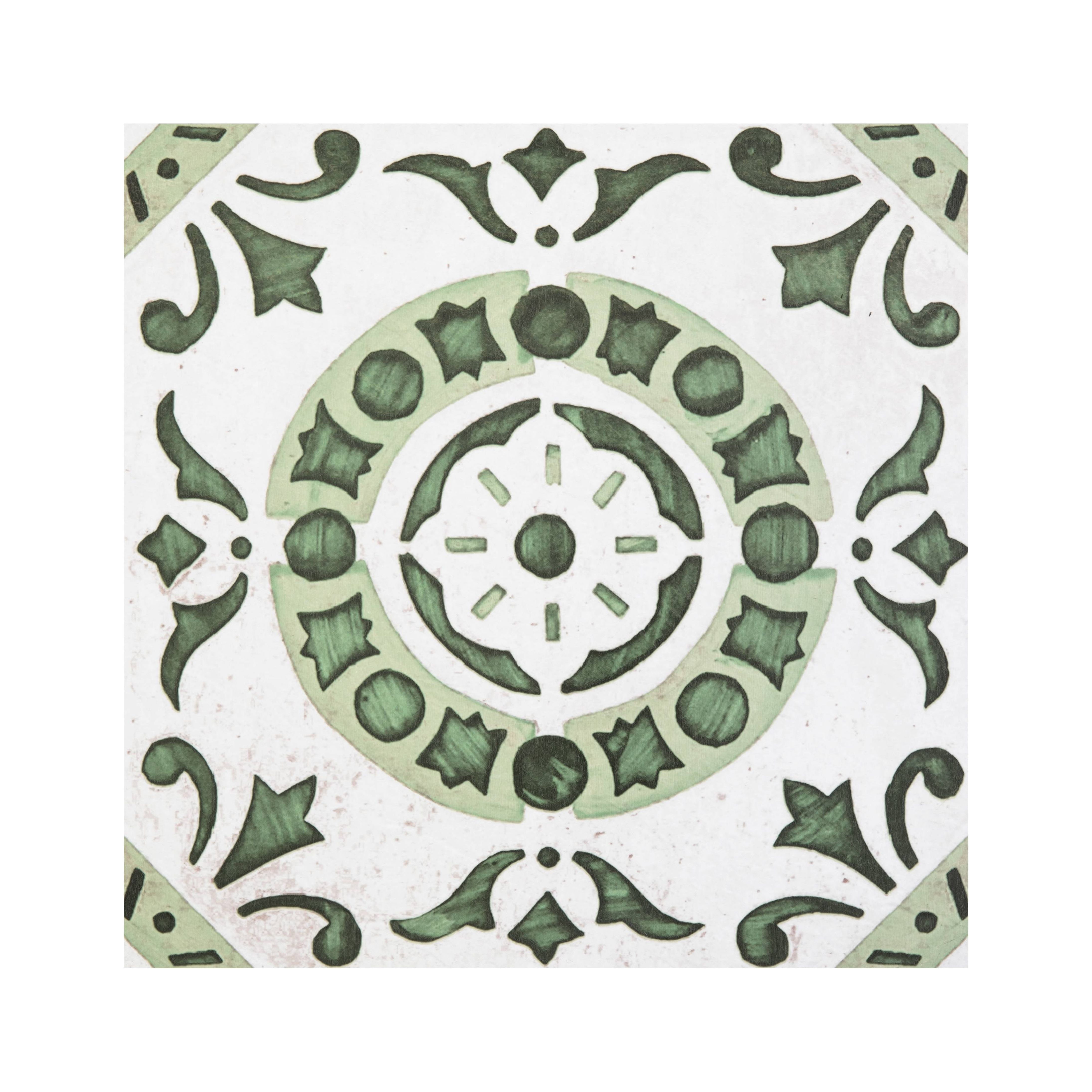 Simple Elegance by Ben&Jonah Classic 12" x 12" Self Adhesive Vinyl Floor Tile - Green Medallion - 20 Tiles - 20 sq. ft.