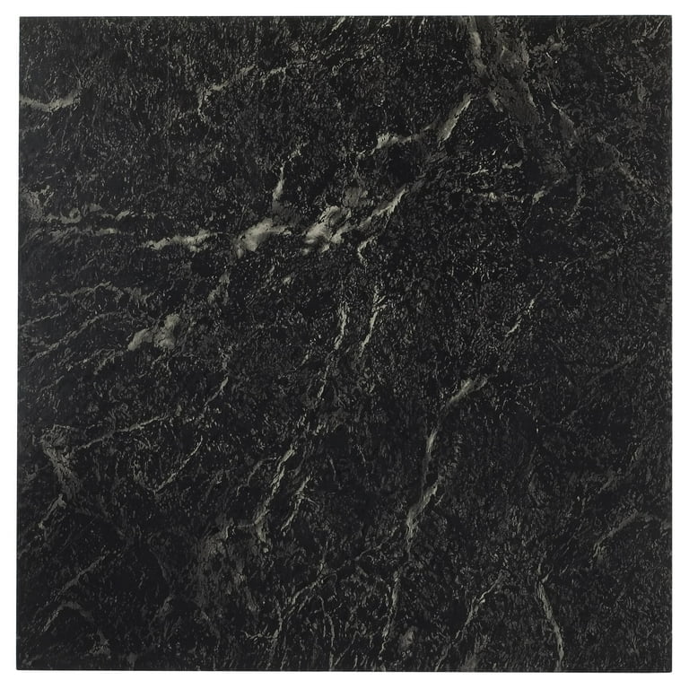 Achim Nexus Self Adhesive Vinyl Floor Tile - 20 Tiles/20 Sq. ft., 12 x 12, Black with White Vein Marble Achim Nexus Self Adhesive Vinyl Floor Tile - 20 Tiles/20 Sq. ft., 12 x 12, Black with White Vein Marble