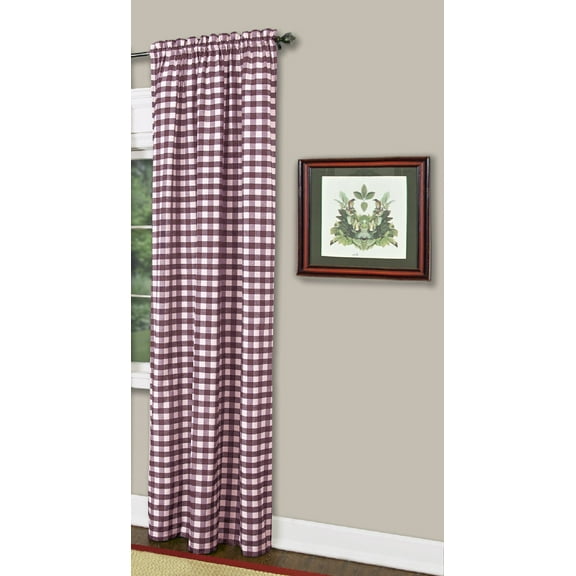 Simple Elegance by Ben&Jonah Scotch Check Window Curtain Panel - 42"W x 95"L - Burgundy