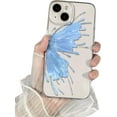 thumbnail image 1 of Simple Elegant Blue Butterfly Half Wing Phone Case for iPhone Compatible with iPhone 14 Pro, Blue, 1 of 8