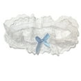thumbnail image 1 of Simple Elegant White Lace Blue Ribbon Garter, 1 of 3