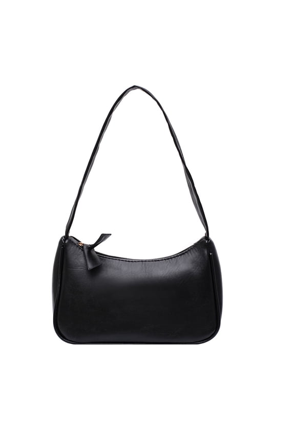 Simple Elegant Women Small Shoulder Bag Pure Color Sling Handbags (Black)