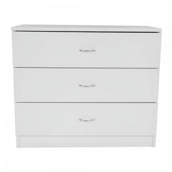 White MDF 3-Drawer Dresser Storage Cabinet