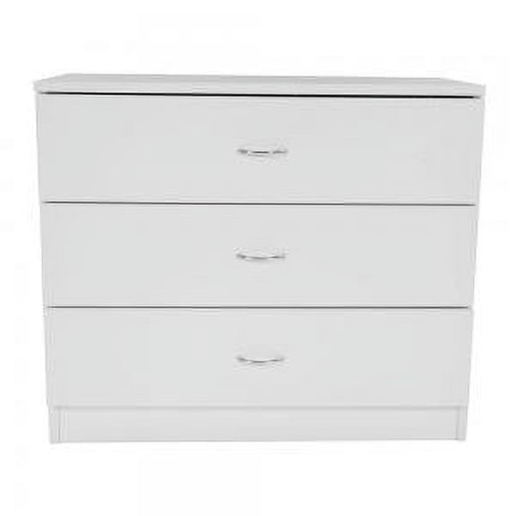 Simple End Table, Bingkers 3-Drawer Dresser  MDF Wood White